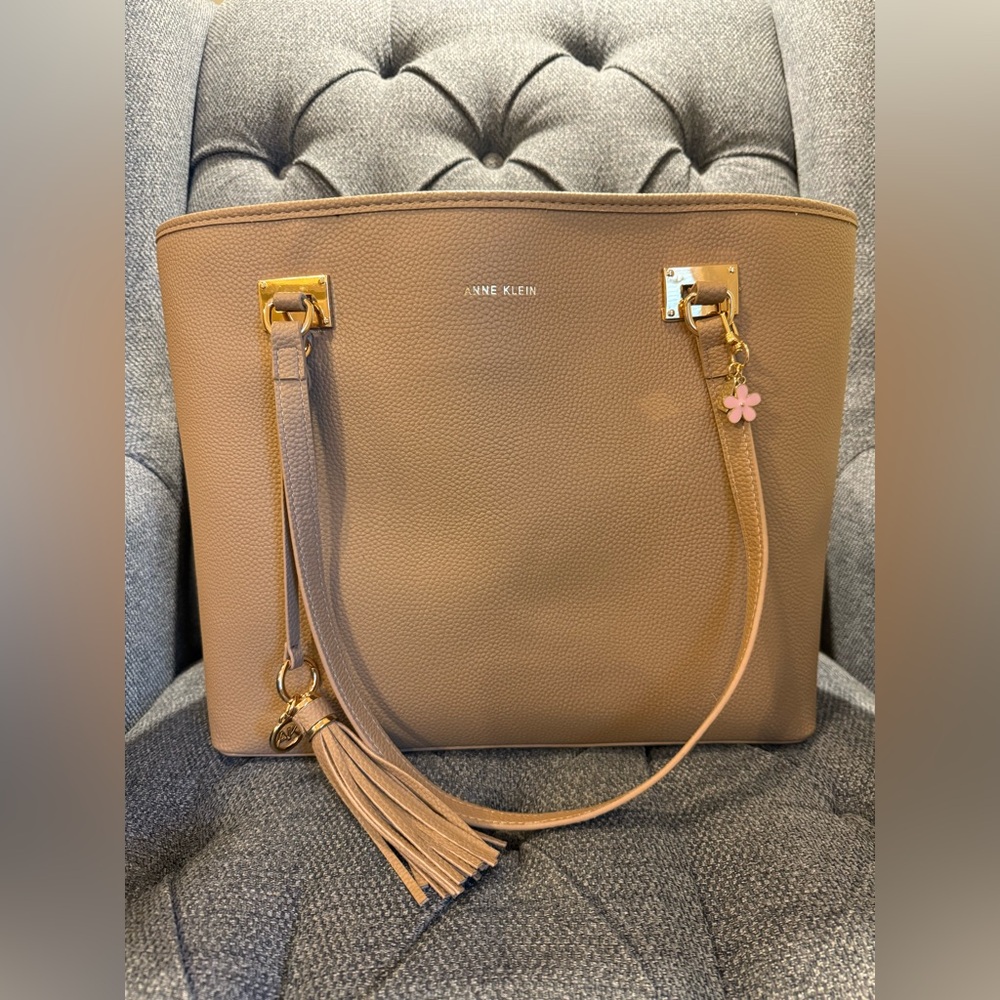 Anne Klein Brown Tote with Gold Accents